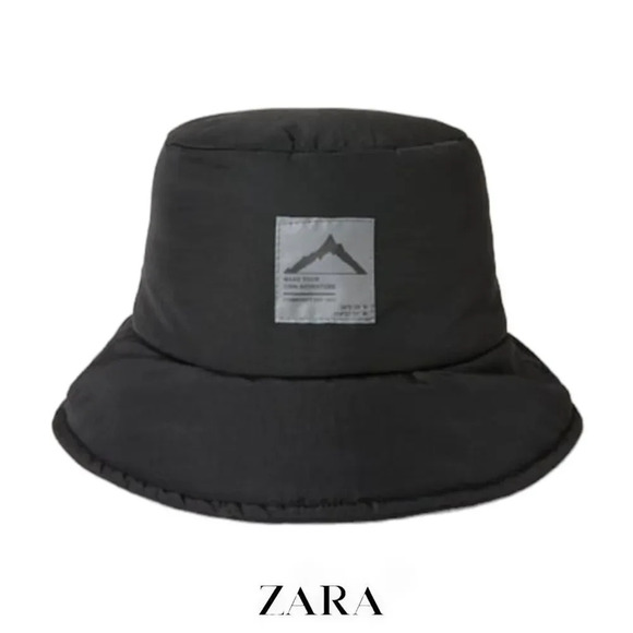 ZARA | Black | PADDED REFLECTIVE BUCKET HAT - Picture 1 of 6